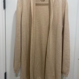 Women's Beige Open Front 100% Cashmere Sweater
